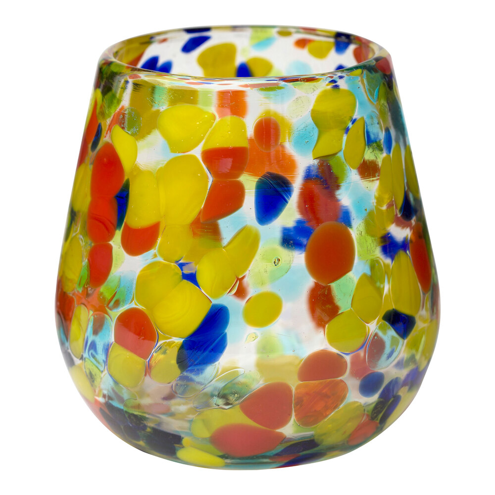 10 Strawberry Street Carnival Multicolored 16 oz. Stemless Wine Glass - 6/Case