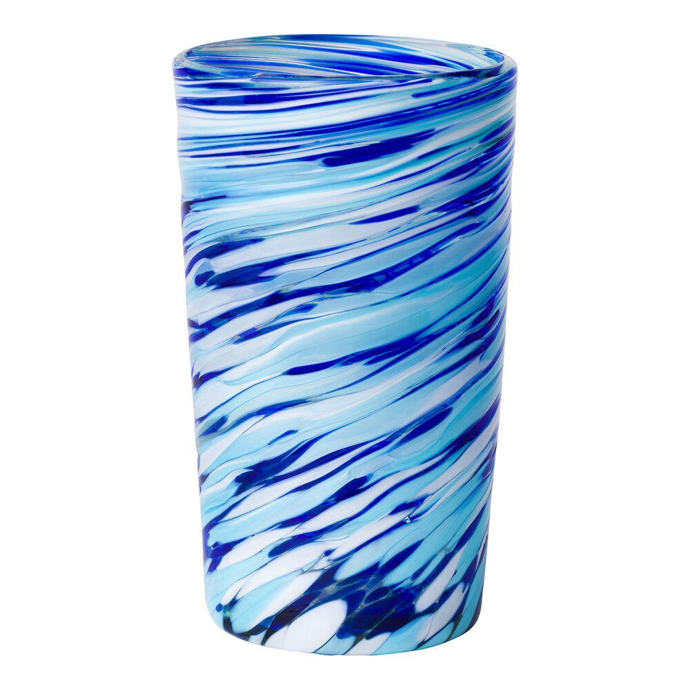 10 Strawberry Street Malibu Blue / White 16 oz. Cooler Glass - 6/Case