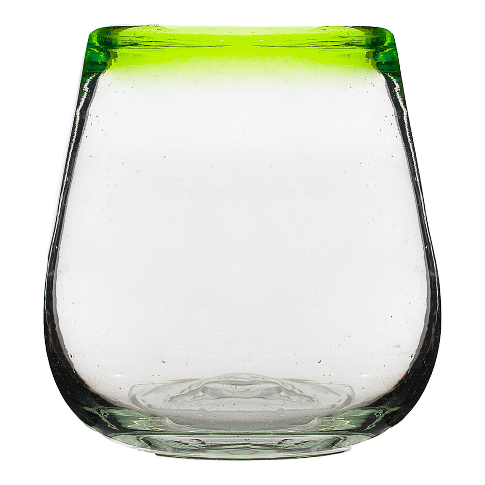 10 Strawberry Street Lime Rim 16 oz. Stemless Wine Glass - 6/Case