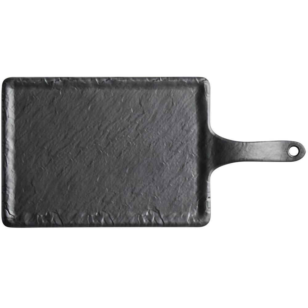 Tablecraft Frostone 9 3/4" x 7" Rectangular Faux Slate Melamine Serving Paddle - 5/Case