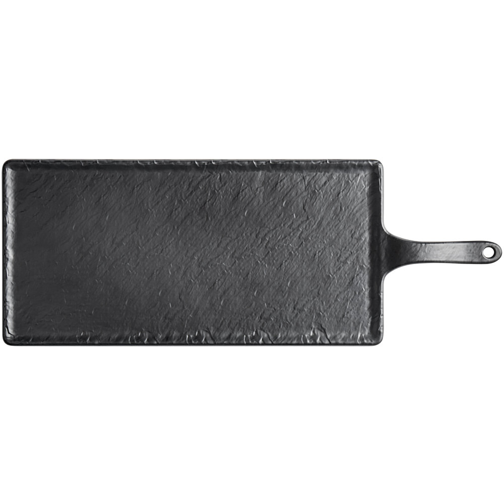 Tablecraft Frostone 15 3/4" x 7 3/4" Rectangular Faux Slate Melamine Serving Paddle - 5/Case