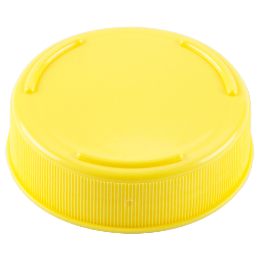 Tablecraft 53FCAPY Solid Yellow End Cap for Inverted or Squeeze Bottles with a 53 mm Opening - 12/Pack