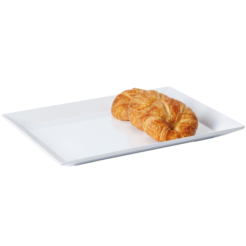 GET ML-293-W Bake and Brew 18" x 13" White Rectangular Wide Rim Display Tray - 6/Case