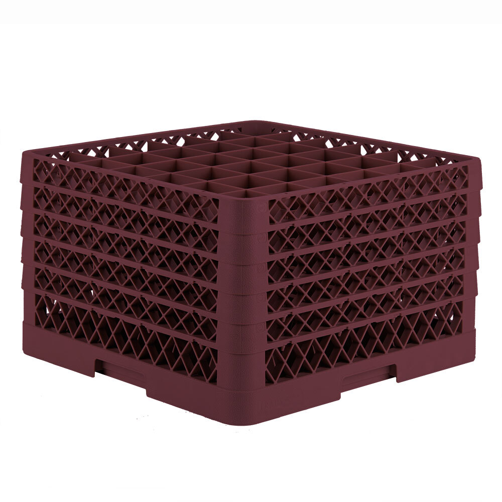 Vollrath TR7CCCCA Traex® Full-Size Burgundy 36-Compartment 11" Glass Rack with Open Rack Extender On Top