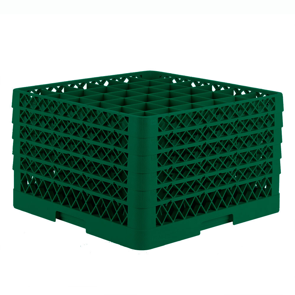 Vollrath TR7CCCCA Traex® Full-Size Green 36-Compartment 11" Glass Rack with Open Rack Extender On Top