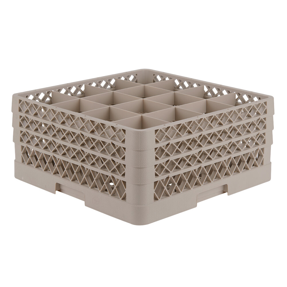 Vollrath TR8DDD Traex® Full-Size Beige 16-Compartment 7 7/8" Glass Rack