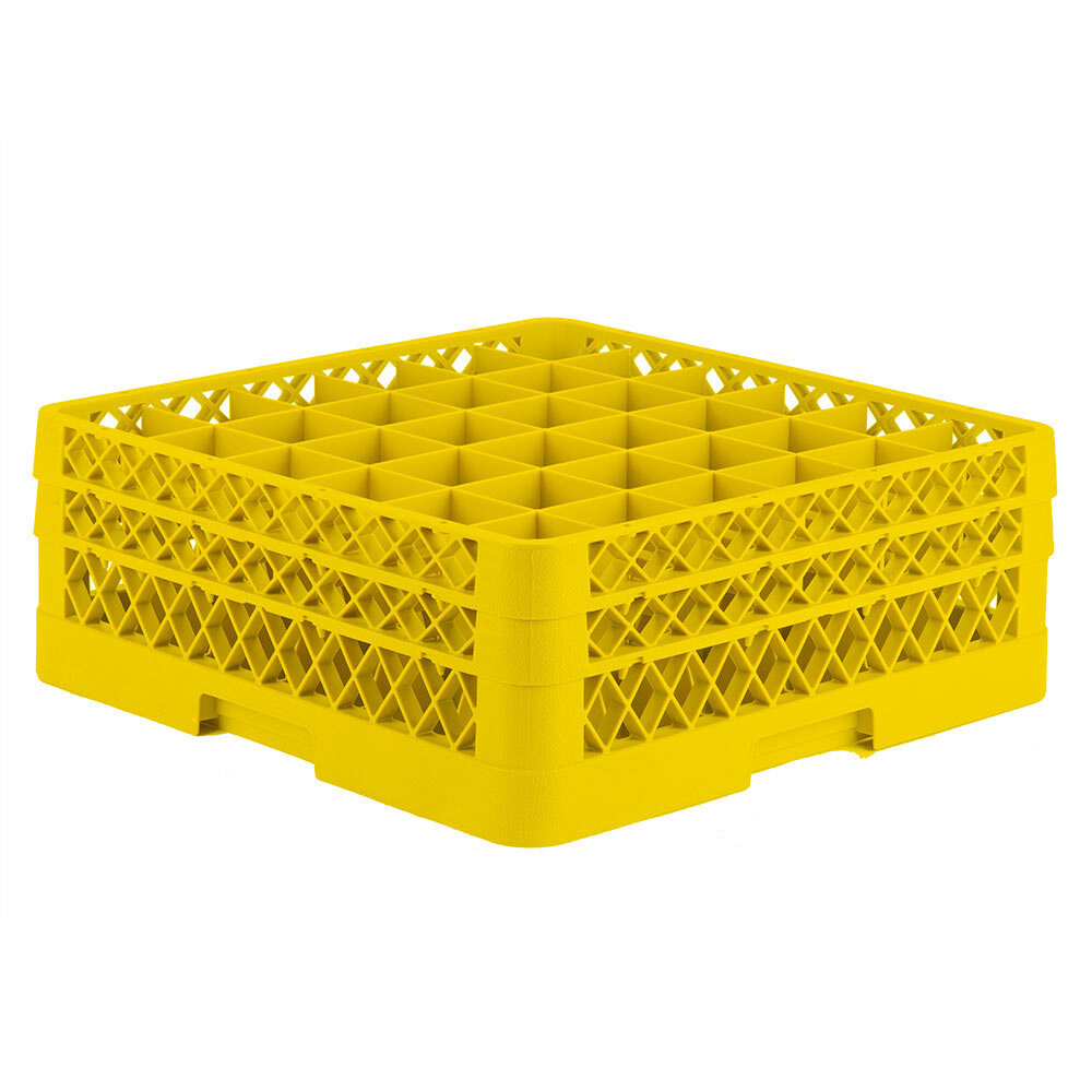 Vollrath TR7CC Traex® Full-Size Yellow 36-Compartment 6 3/8" Glass Rack