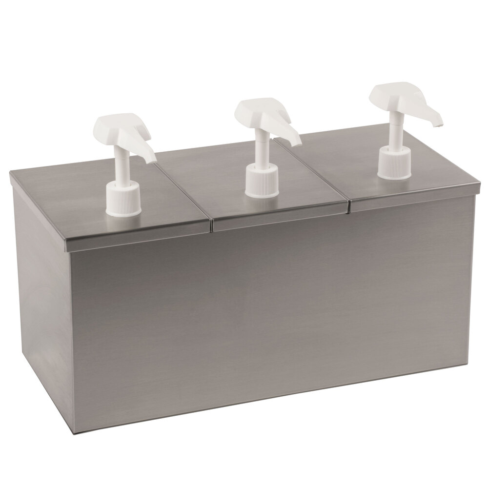 Carlisle 38623IB 3 Pump Insulated Dispenser with 2 Large Ice Packs and Condiment Labels