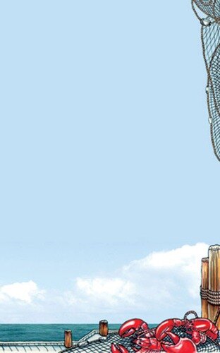 Choice 8 1/2" x 14" Menu Paper - Seafood Themed Harbor Design Right Insert - 100/Pack