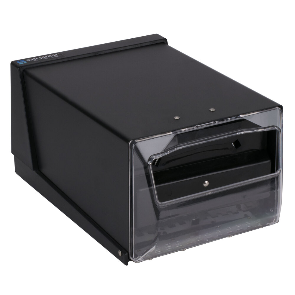 San Jamar H3001CLBK Fullfold Countertop Napkin Dispenser - Clear Face with Black Body