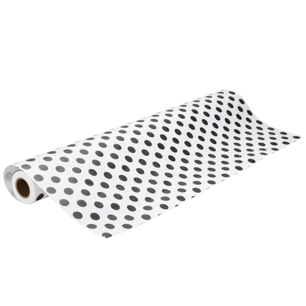 40" x 100' Paper Table Cover with Black Polka Dots