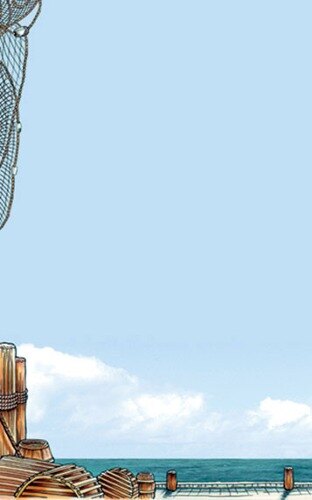 Choice 8 1/2" x 14" Menu Paper - Seafood Themed Harbor Design Left Insert - 100/Pack