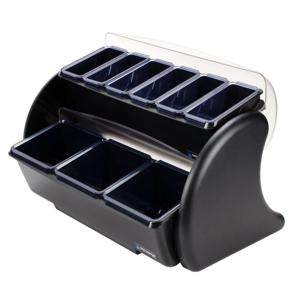 San Jamar BDS4266 Dome Stacker Mini Dome 9-Compartment Two Tier Condiment Bar