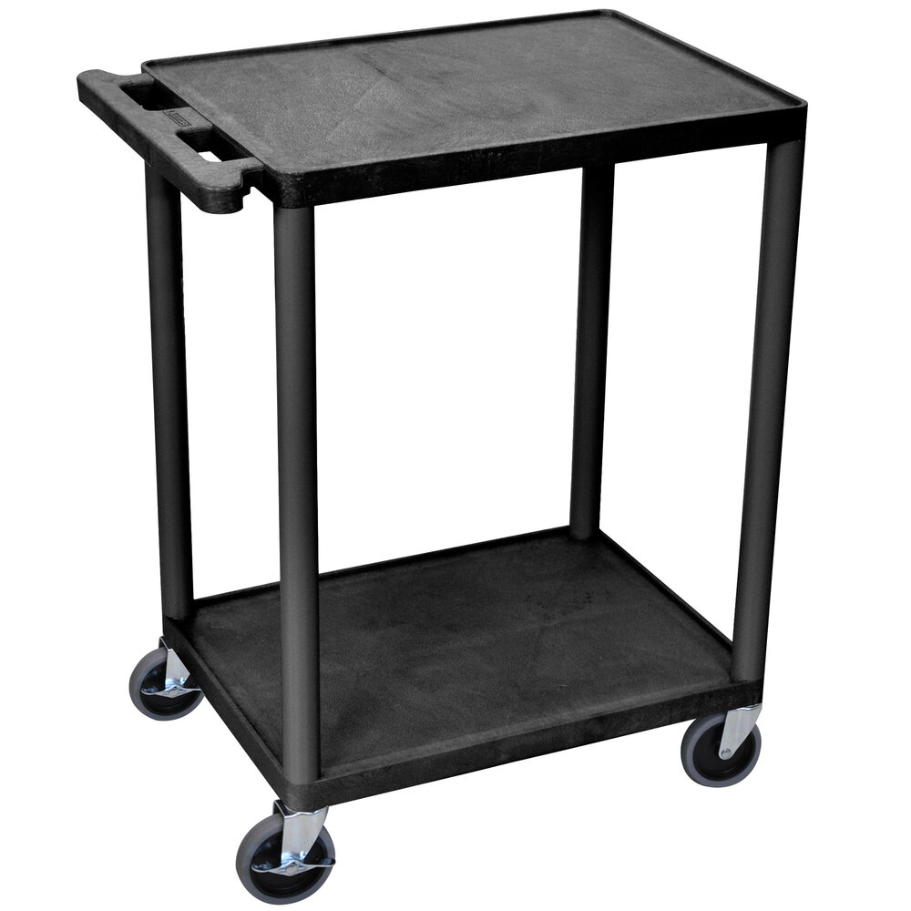 Luxor HE32-B Black 2 Shelf Utility Cart