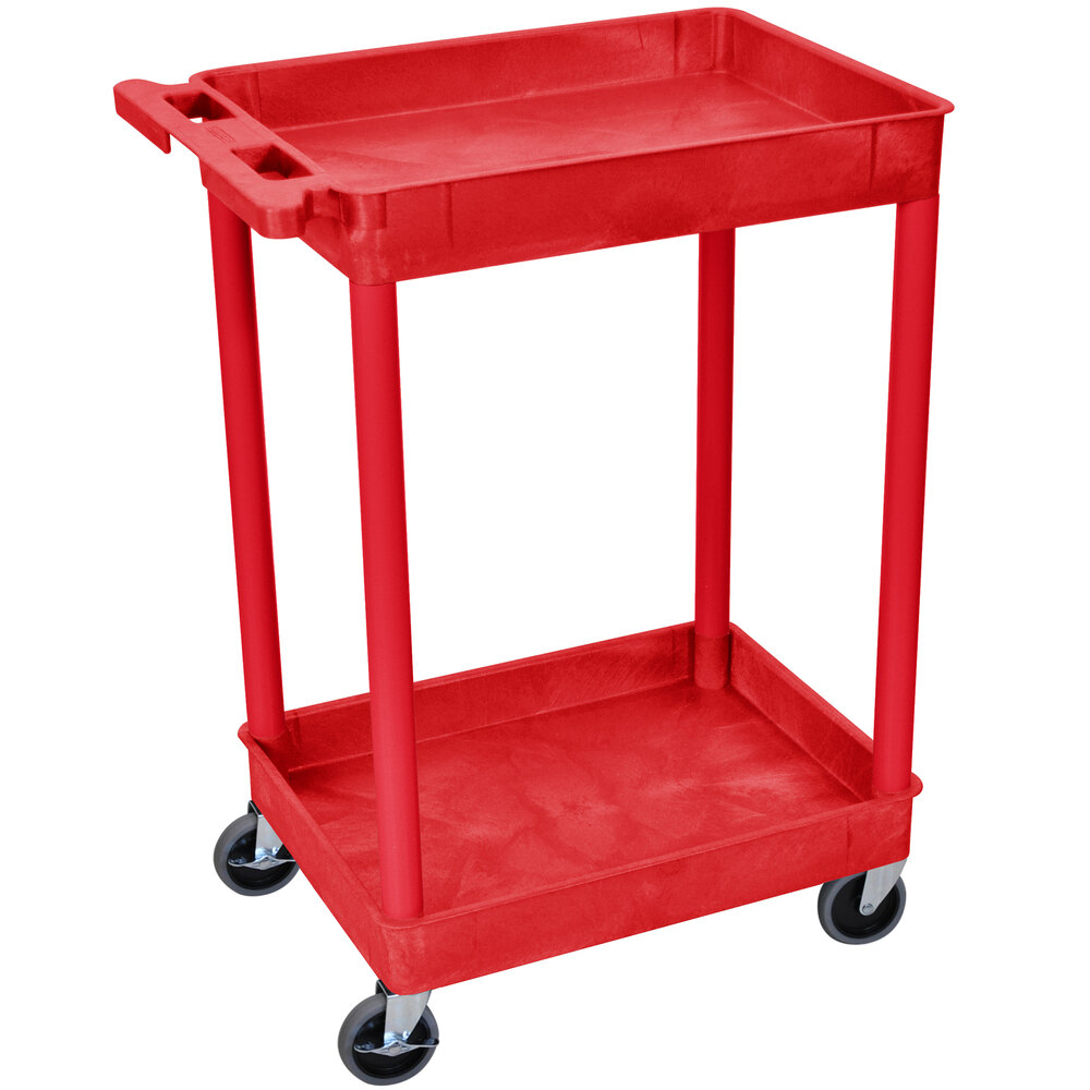 Luxor RDSTC11RD Red 2 Tub Utility Cart - 18" x 24" x 37 1/2"