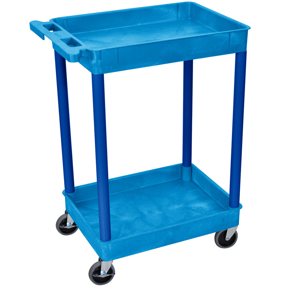 Luxor BUSTC11BU Blue 2 Tub Utility Cart - 18" x 24" x 37 1/2"