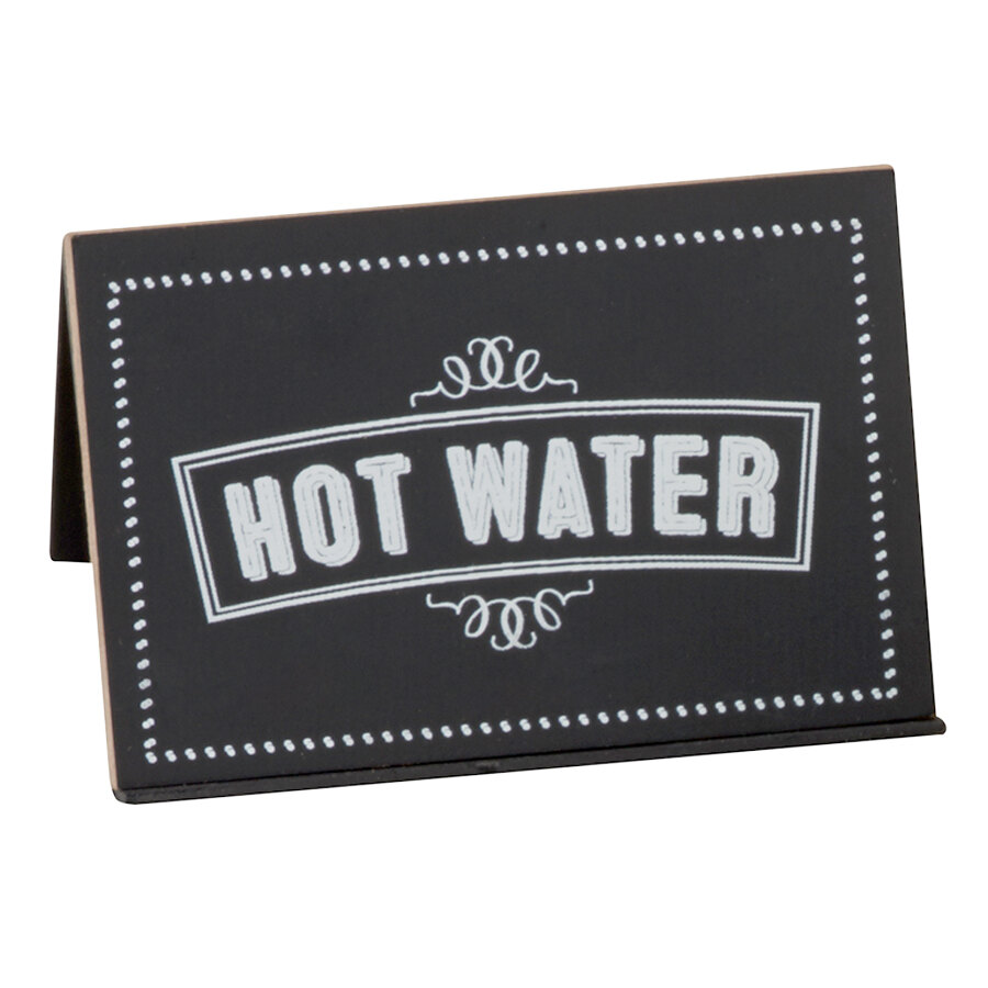 Cal-Mil 3047-3 Chalkboard Beverage Sign with "Hot Water" Print - 3" x 2" x 2