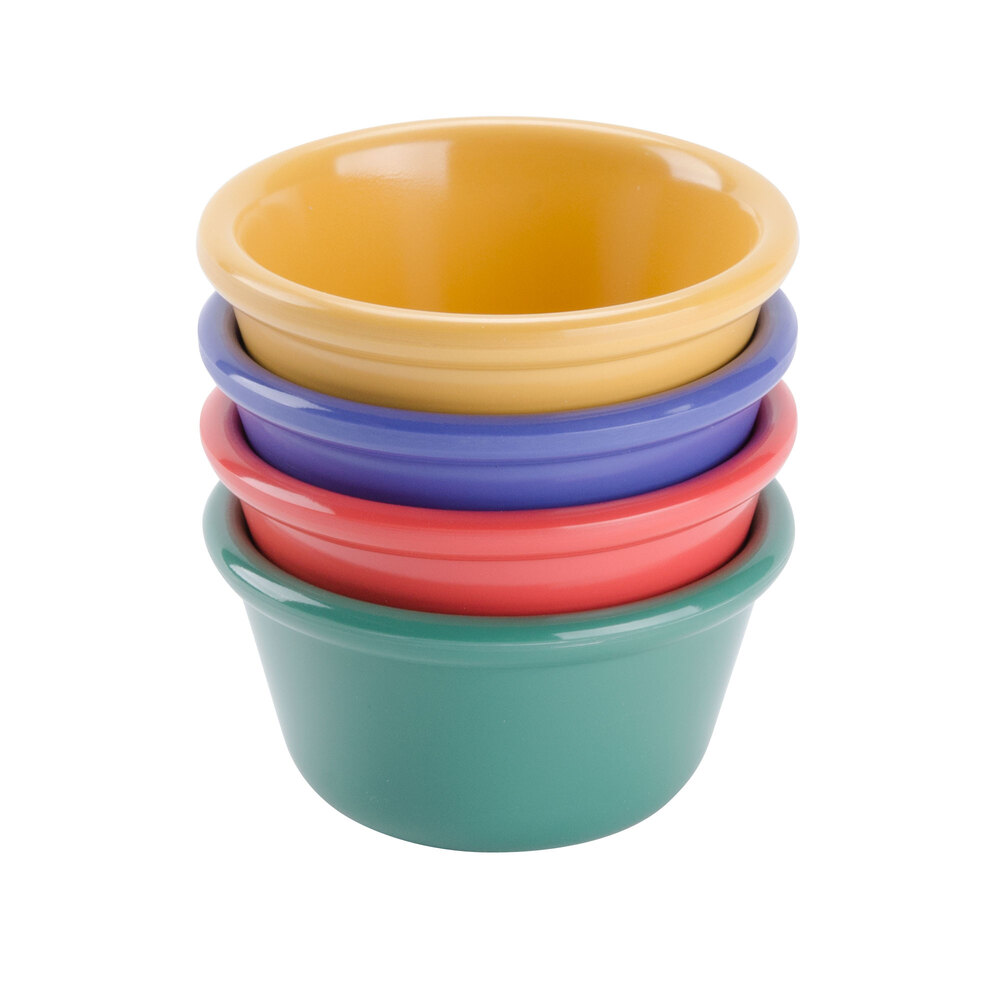 GET RM-400-MIX Diamond Mardi Gras 4 oz. Melamine Ramekin, Assorted Colors - 48/Case