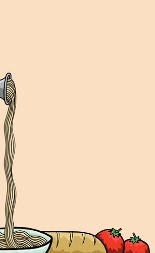 Choice 8 1/2" x 14" Menu Paper Left Insert - Pasta Themed Meal Design - 100/Pack