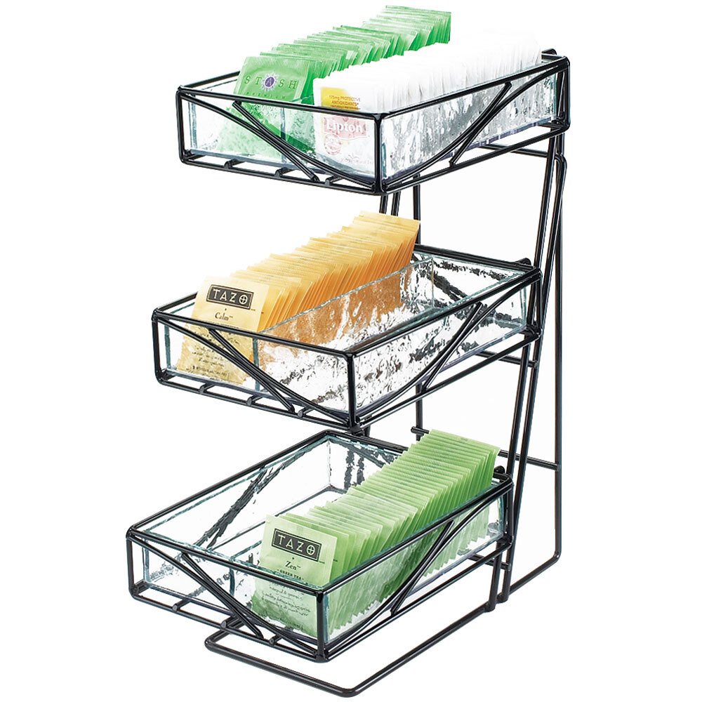 Cal-Mil 1235-TEA Glacier Three Tier Tea Center Display with Faux Glass Bins