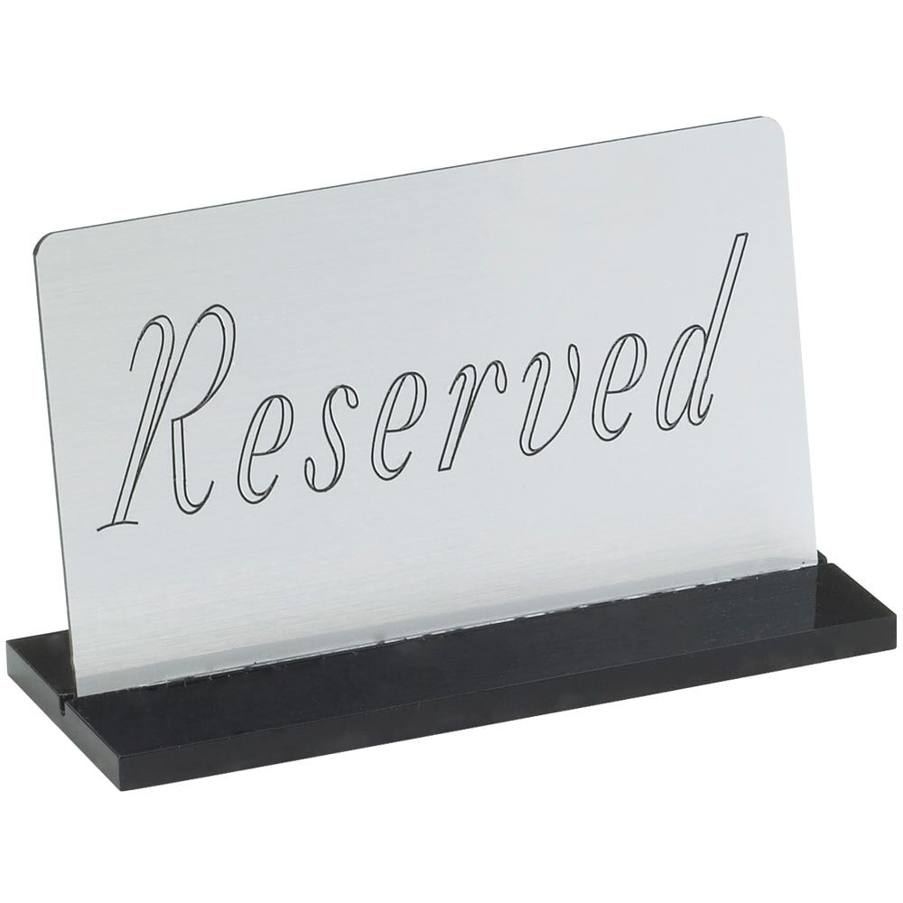 Cal-Mil 956-10 5" x 3" Silver Acrylic "Reserved" Sign