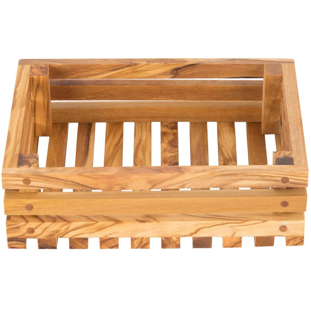 American Metalcraft OWBB2 6" x 8" Olive Wood Bread Crate