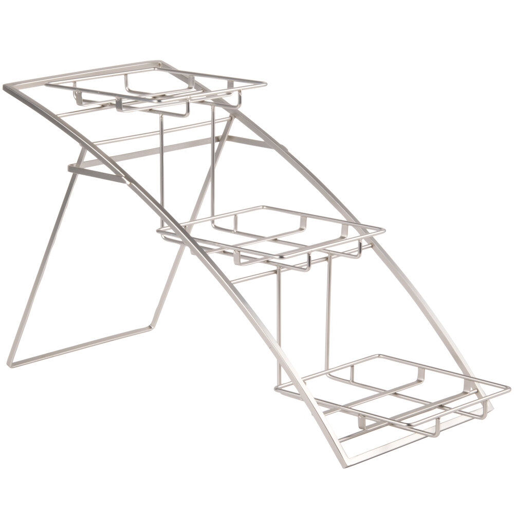 American Metalcraft TASMED Folding Three-Tier Medium Chrome Arch Display Stand