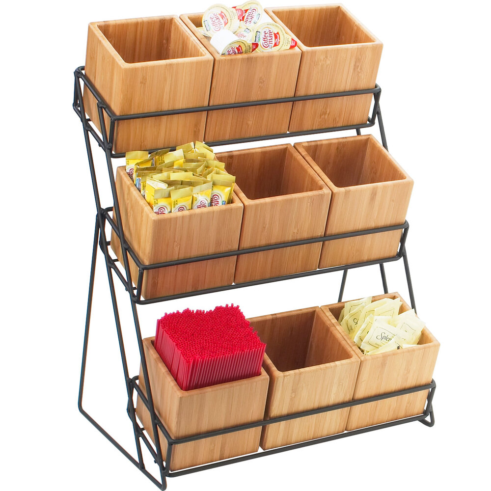 Cal-Mil 1817-13 Iron Bamboo Nine Jar Black Wire Display - 13" x 9 1/2" x 17 1/2"