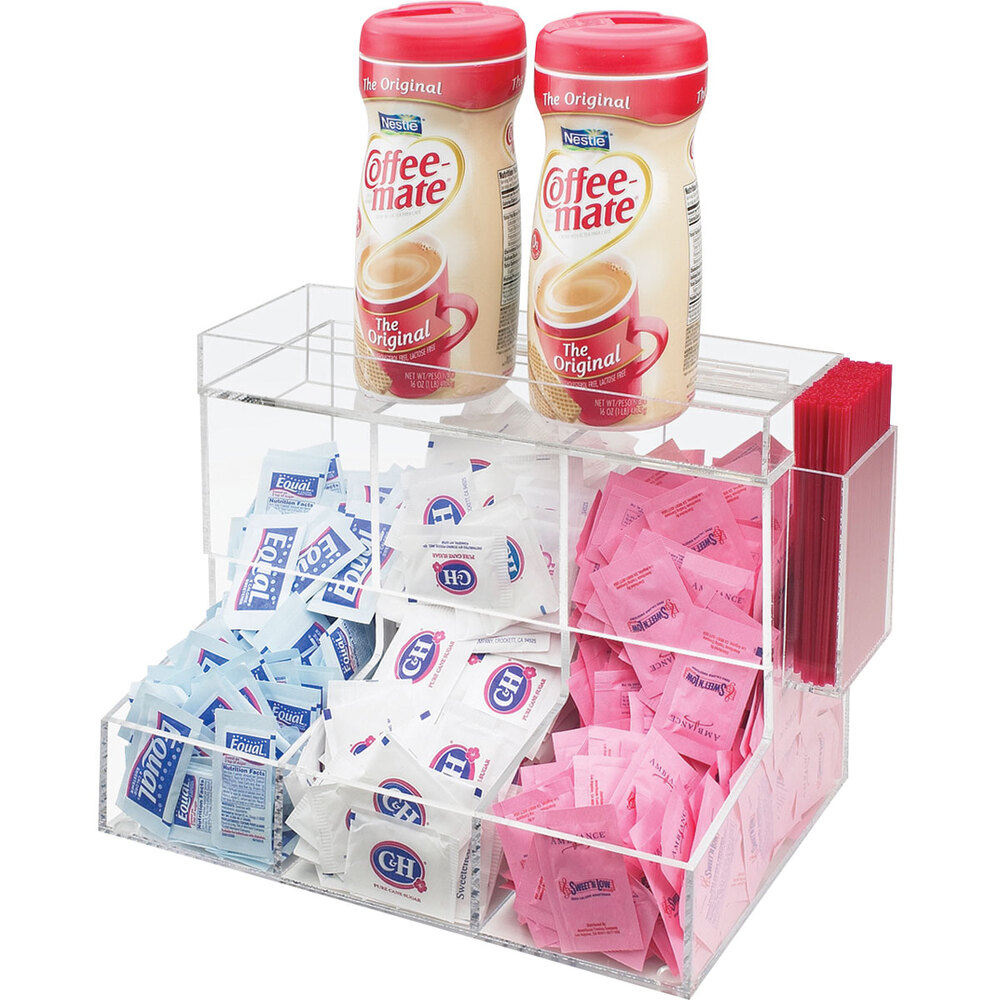 Cal-Mil 786 Acrylic Top-Loading 3 Bin Coffee Condiment Organizer - 12" x 8" x 9 1/4"