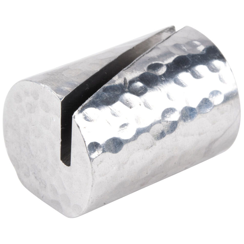 American Metalcraft Angled Cut Cylinder Hammered Aluminum Card Holder