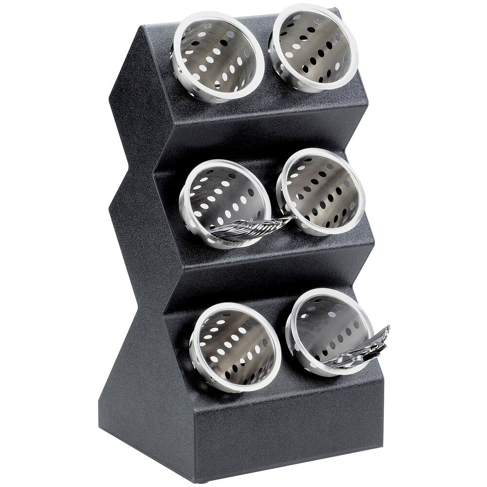 Cal-Mil 1016-6 Black 6-Cylinder Vertical Flatware / Condiment Display