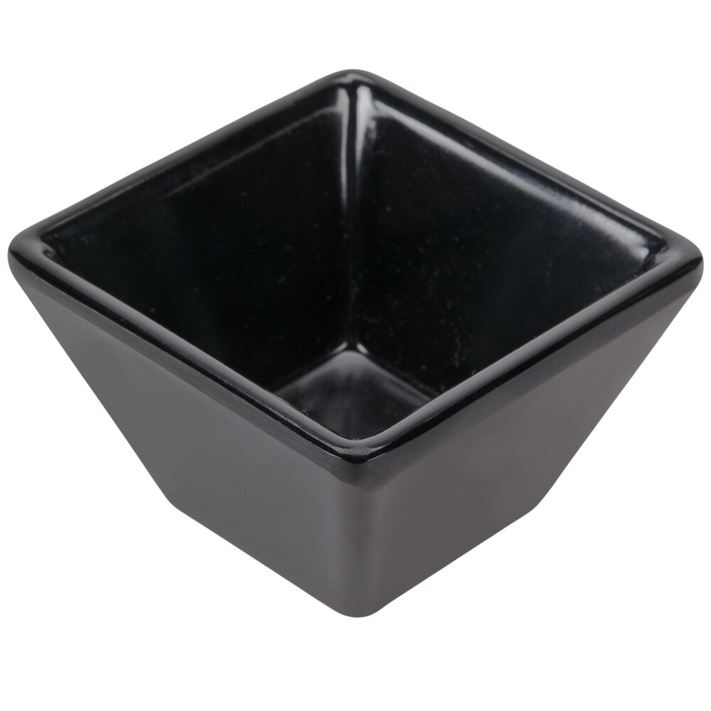 American Metalcraft MELSCB51 1.1 oz. Black Melamine Square Sauce Cup - 12/Case