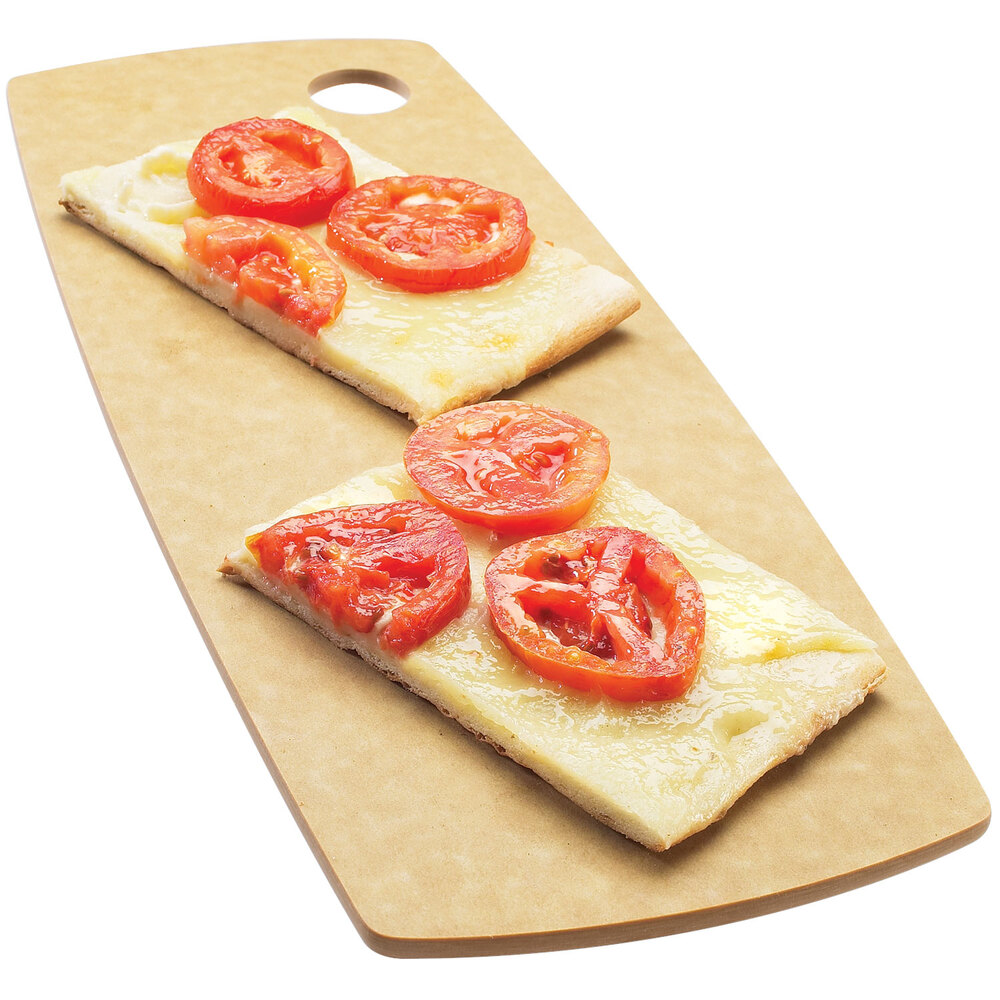 Cal-Mil 1531-612-14 Natural Round Edge Rectangular Flat Bread Serving Board - 12" x 6" x 1/4"