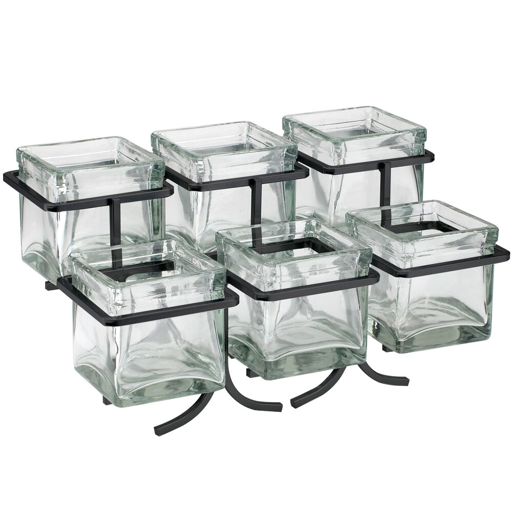 Cal-Mil 1809-13 Iron Two Tier Six Jar Black Wire Display - 14" x 9" x 7"