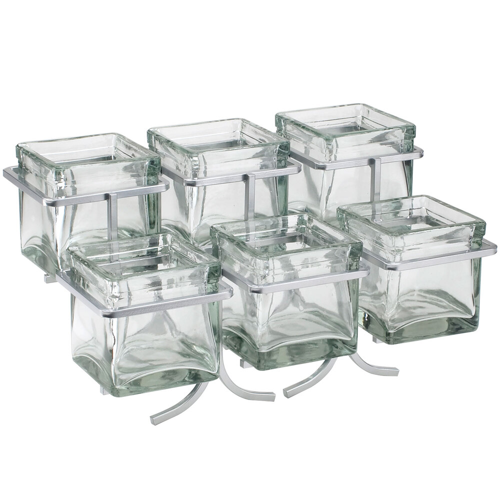 Cal-Mil 1809-39 Iron Two Tier Six Jar Platinum Wire Display - 14" x 9" x 7"