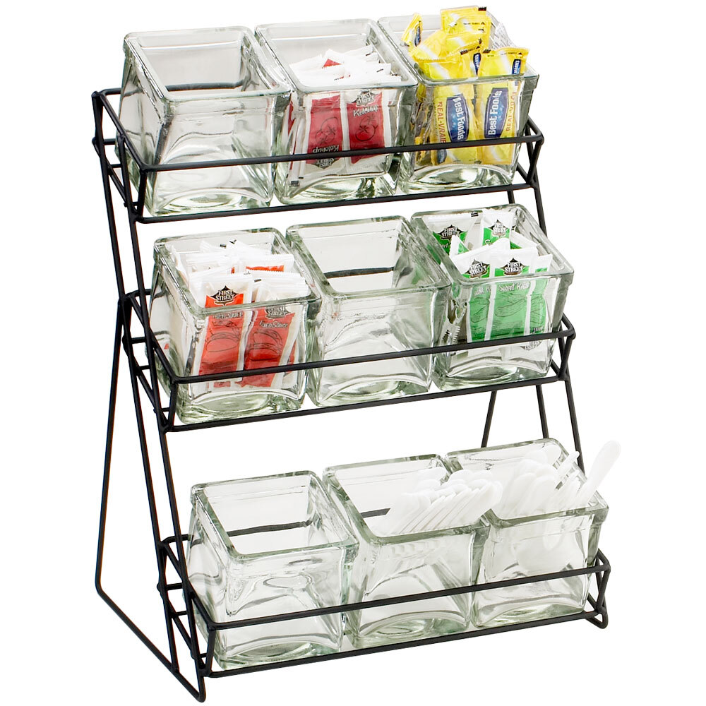 Cal-Mil 1812-13 Iron Three Tier Black Nine Jar Display - 13" x 9 1/2" x 17 1/2"