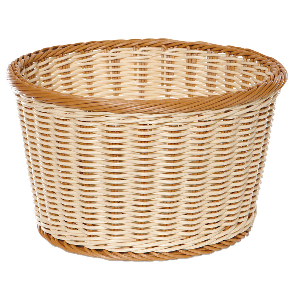 GET WB-1521-TT Designer Polyweave 12" x 7" Two-Tone Round Plastic Basket - 6/Pack