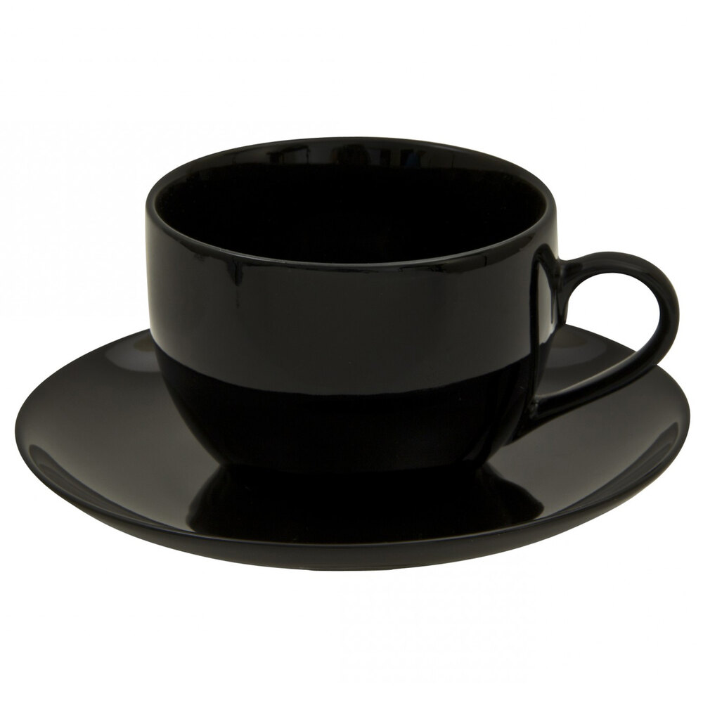 10 Strawberry Street BCP0009 Black Coupe 8 oz. Porcelain Cup / Saucer - 24/Case