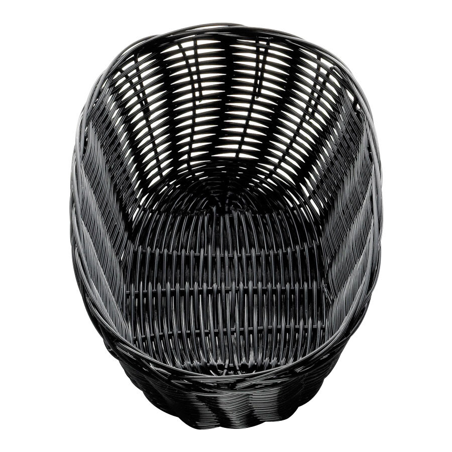 Tablecraft 2476 10" x 6 1/2" x 3" Oval Black Rattan Basket - 12/Pack