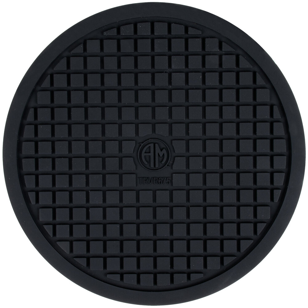 American Metalcraft TRVR675 6 3/4" Round Heat-Resistant Black Silicone Trivet