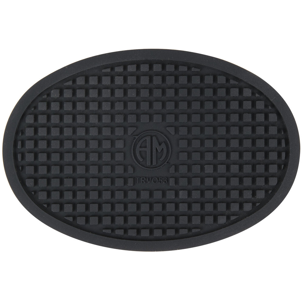American Metalcraft TRV053 5 1/2" x 3 3/4" Oval Heat-Resistant Black Silicone Trivet