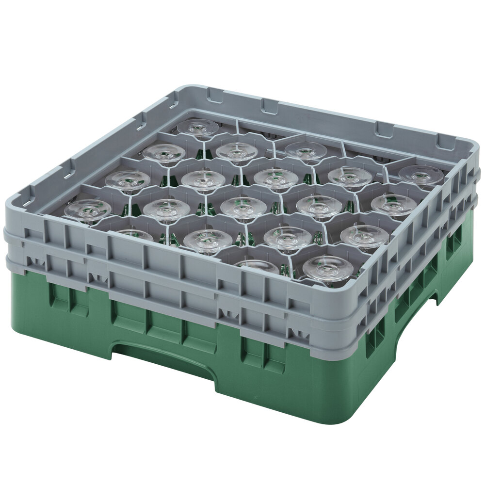 Cambro 20S434119 Camrack 5 1/4" High Customizable Sherwood Green 20 Compartment Glass Rack