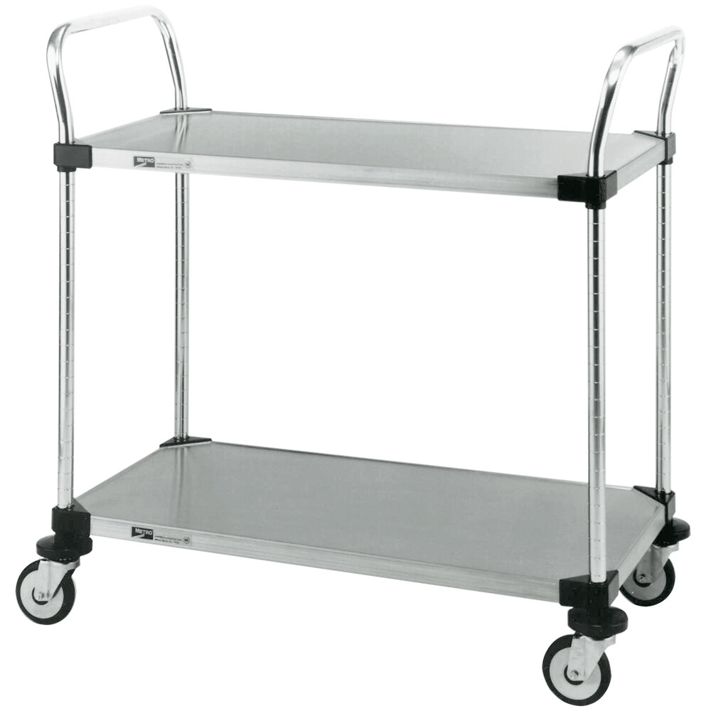 Metro MW106 Super Erecta 21" x 36" x 39" Two Shelf Standard Duty Stainless Steel Utility Cart
