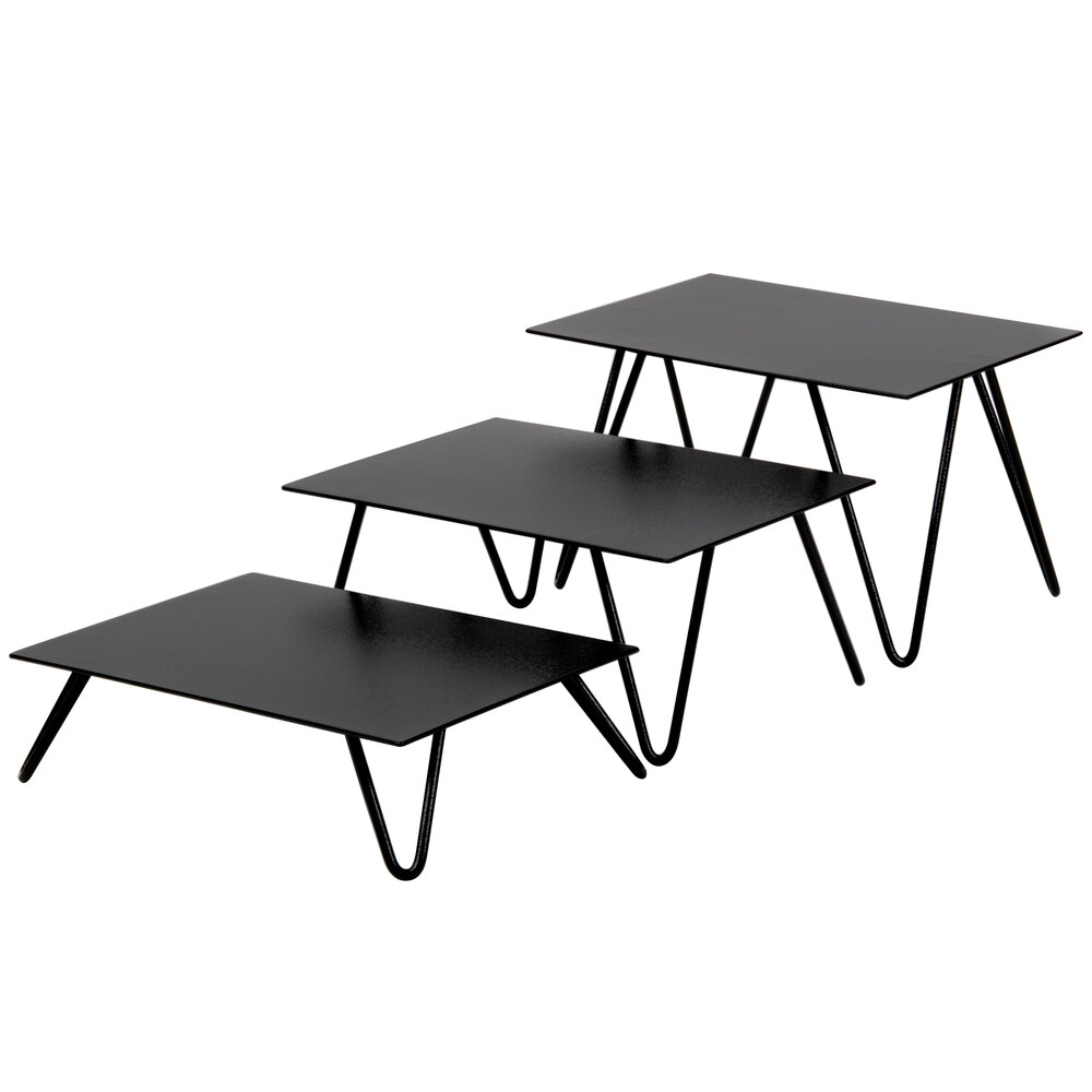 Cal-Mil SR630-13 Black V-Leg Rectangular 3 Piece Metal Riser Set