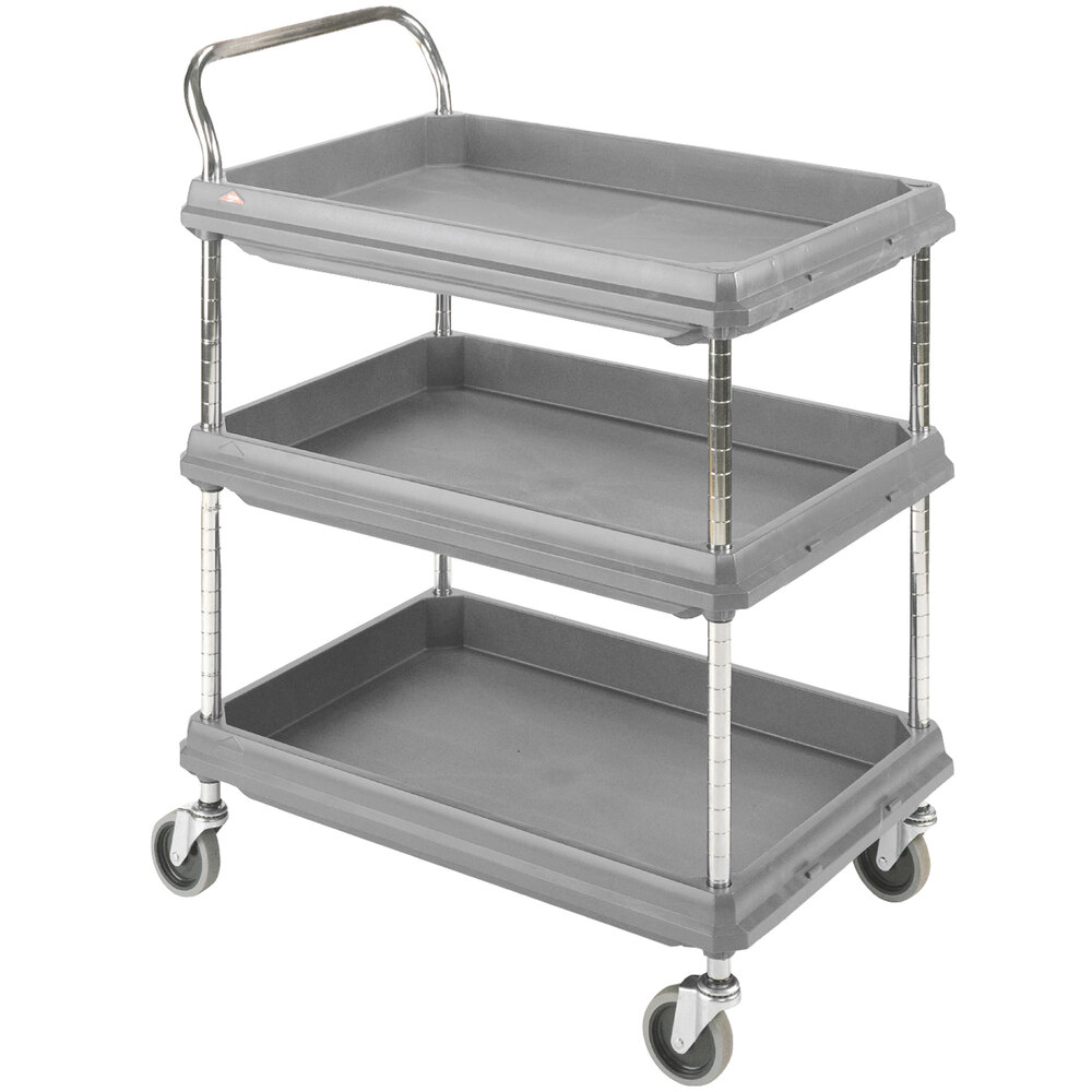 Metro BC2636-3DG Gray Utility Cart with Three Deep Ledge Shelves 38 3/4" x 27"