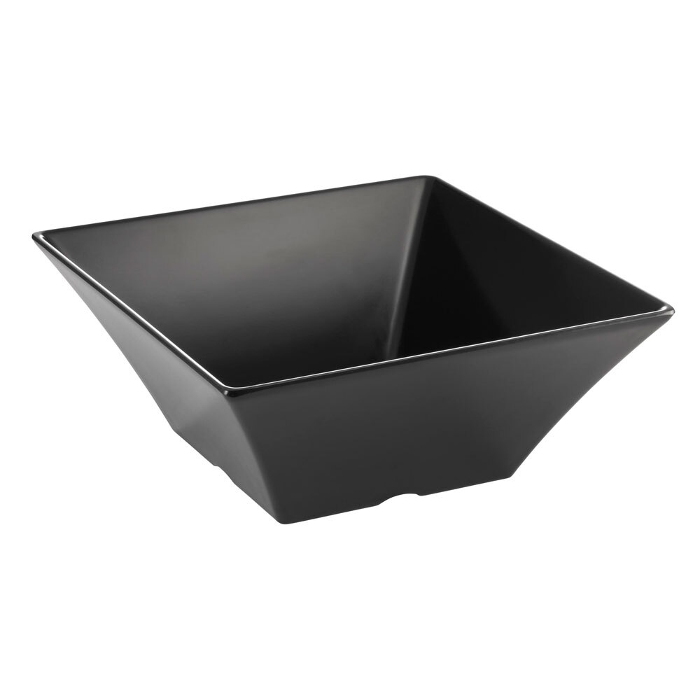 Tablecraft BKMB94 Frostone 3.75 Qt. Black Square Melamine Bowl