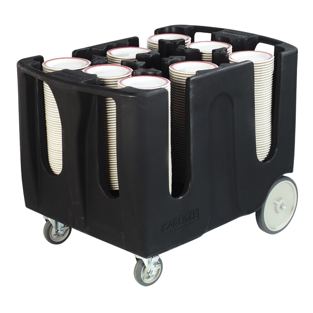 Carlisle ADD603 Black Optimizer Adjustable 6 Stack Dish Dolly with 6 Dividers