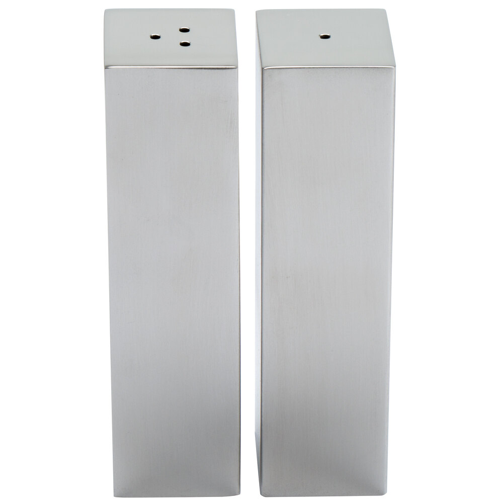 American Metalcraft SPDX33 2 oz. Stainless Steel Rectangular Salt and Pepper Shaker Set - 12/Case