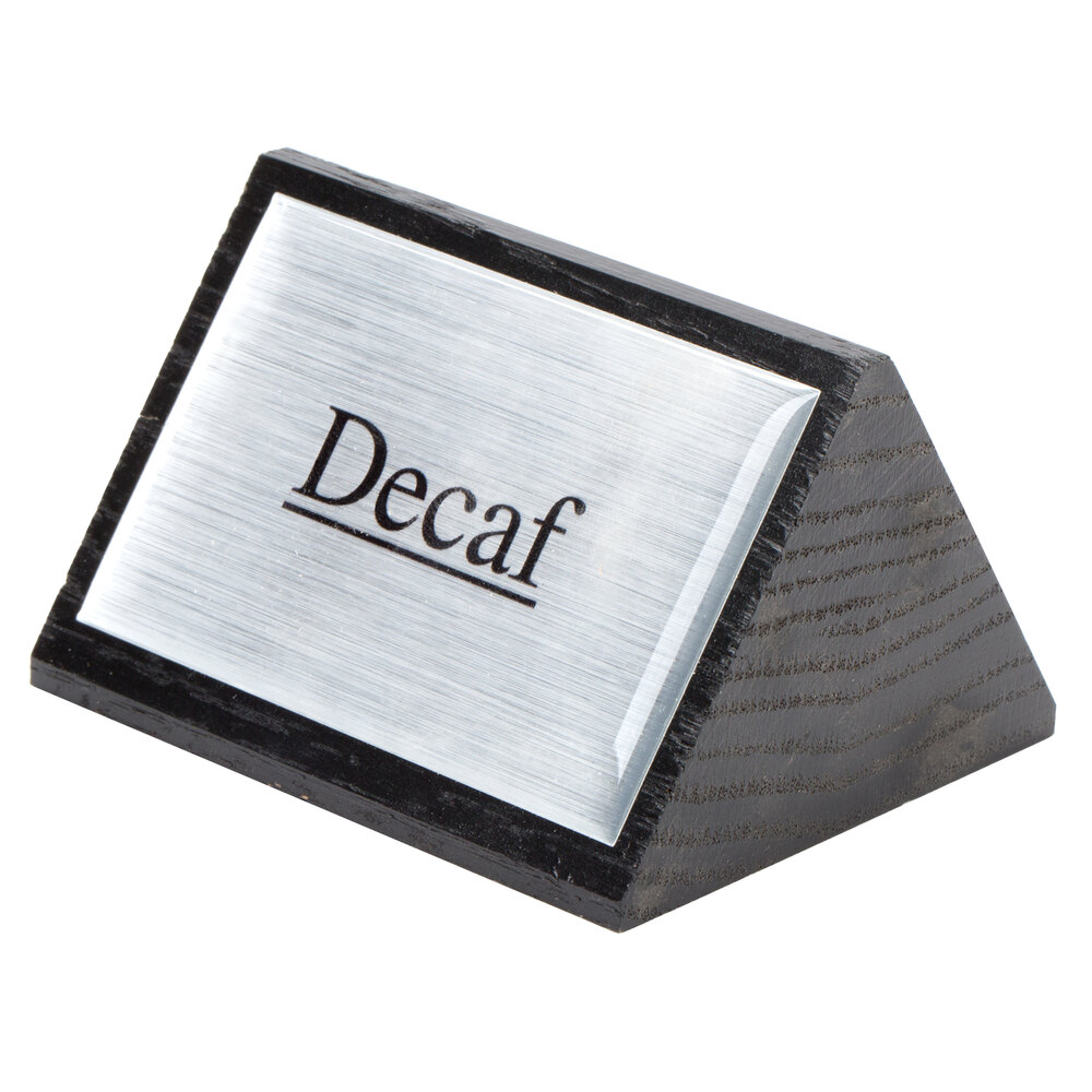 American Metalcraft SIGND4 3" x 2 1/2" Black Wood "Decaf" Sign