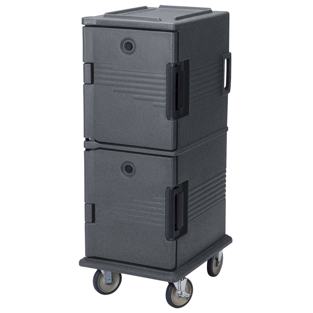 Cambro UPC800SP191 Ultra Camcart® Granite Gray Insulated Food Pan Carrier with Heavy-Duty Casters and Security Package - Holds 12 Pans